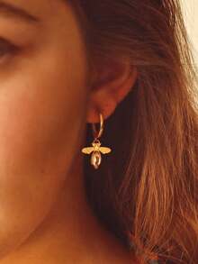 1 Pair Vintage Cute Bee Brass Zirconia Dangle Earrings Party Boho Style Unique Design Exquisite Jewelry Gift For Women(No Box)