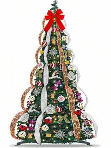 6 FT Prelit Christmas Tree With 200 Warm & Multicolor Lights Modes & Timer Fully Decorated 103 Ornaments, Collapsible Pull Christmas Tree With Lights For Indoor Home Party DecorHalloween Christmas New Year