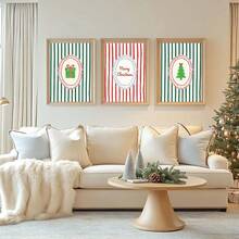 1/3 pezzi Quadri murali natalizi, stampe su tela con motivi festivi rossi e verdi, poster retrò natalizi per decorare soggiorno, camera da letto, ufficio, regalo per lei, decorazioni natalizie senza cornice, decorazioni natalizie, decorazioni per albero di Natale, decorazioni per Natale, Ringraziamento, matrimonio, casa, autunno, compleanno, feste, vacanze, Ognissanti