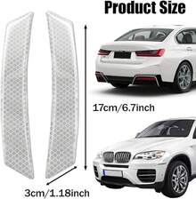 2PCS Reflective Trim Side Marker Stickers, Reflective Car Stickers, Side Reflectors Car, Auto Exterior Accessories Reflector Guard Fit Truck Wheel Well Arch Bumper Fenders (White) - 白色 - 查看 2