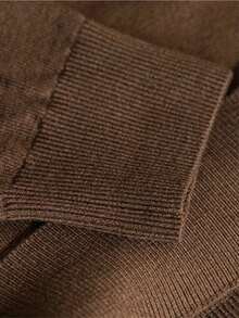 GRDR 秋冬新款高领柔软套头毛衣，休闲针织保暖上衣 - 棕色 - 查看 6