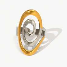 3pcs/1pc Vintage Geometric Spiral Stainless Steel Open Ring, Summer Women's Jewelry, Beach Accessories, Suitable For Daily Wear