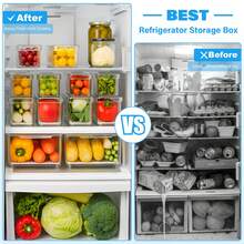 14 Pack Refrigerator Organizer Bins, Stackable Clear Fridge Storage Containers With Lids For Food, Fruit, Vegetables, Drinks, Pantry & Kitchen Organization