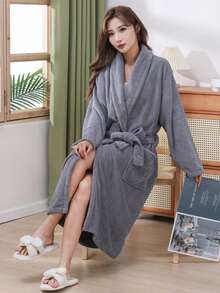 1pc Coral Fleece Bathrobe Multiple Colors Available 3D Pineapple/Plain Style Design Women's Bathrobe With Belt And Pocket, Wearable Towels, Bath Towels, Long Robe, Ladies' Bathrobe Women Towel, Ultra Plush Soft Velvet, Absorbent, Warm, Sleepwear, Unisex Homewear, Loungewear, Suitable For Home, Hotel, Bathroom, Bedroom, Spa, Swimming Pool, Party, All Seasons For Festival Gifts, Halloween's Day