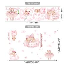 30x114CM Cute Cartoon Bear, Cloud, Moon & Star Wall Sticker, PVC Wall Decal Decoration For Home, Window, Birthday, Graduation Ceremony - Multicolor - View 14