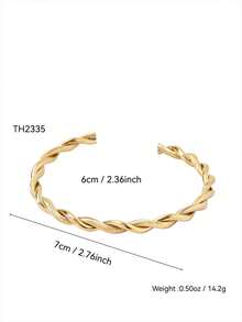 TONSI 1pc Elegant Charming Minimalist Chic Stainless Steel 18K Gold Plated Spiral Twist Bangle Bracelet, Suitable For Summer, Workday, Party, Women Jewelry