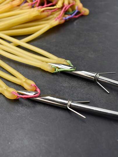 5pcs Outdoor Hunting Gear Slingshot Rubber Bands, Straight Line Fishing Slingshot Latex Bands, Natural Rubber Material With High Elasticity And Strong Tension, Multiple Colors And Lengths Available, Powerful Fishing Slingshot Accessory