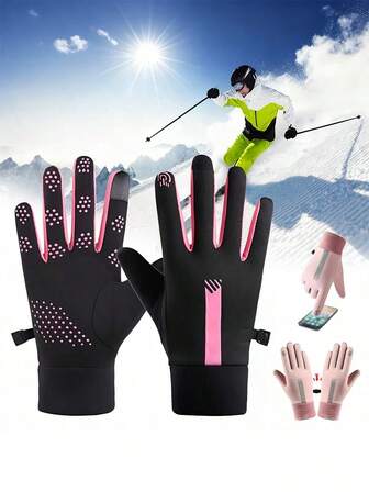 Waterproof Finger Touch Screen Non-Slip Cold Resistant Gloves, Winter Thermal Lightweight Warm Windproof Outdoor Cold Weather Running Biking Driving Hiking Gloves For Men Women, Winter Gloves