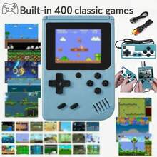 1台400合1便携式复古游戏机，Macaron Mini掌上游戏机，内置400款经典游戏，1020mAh长效电池，大尺寸彩色屏幕，支持电视连接，单人/双人游戏