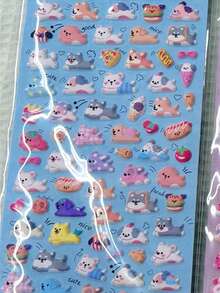 可爱卡通动物泡沫贴纸,文具,笔记本贴纸,笔记本衬纸,贴纸笔记本,不干胶贴纸 - 彩色 - 查看 28