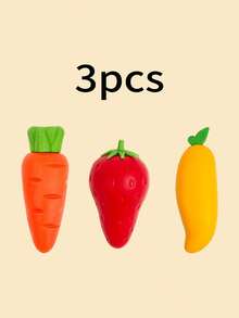 3pcs/1pc Jumbo Fruit & Carrot Erasers, Cute Erasers, Clean & Smudge-Free, Student Creative Stationery