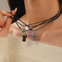 1件天然石项链，图案随意，心形吊坠，水晶，玫瑰石英，心形，精致奢华女士项链。由于宝石的天然特性，可能存在色差。 - 愛心 - 查看 13