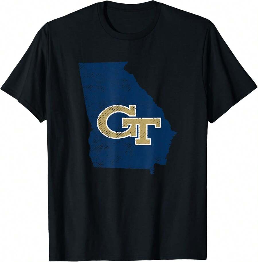 Georgia Tech Yellow Jackets State Shape T-Shirt - Black - View 1