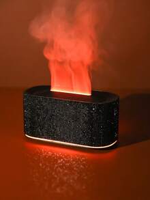 1pc 160ML Mini Ultrasonic 7-Color Gradient Flame Light Diamond Aroma Diffuser, Colorful Humidifier With Visible Mist, Suitable For Home, Office Desk, Bedroom, Car, Travel, Can Add Essential Oils