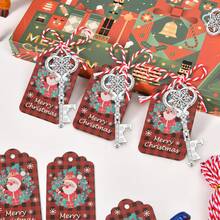 24pcs Creative Christmas Series Key Bottle Opener (With Card, Rope), Santa Claus/Snowman/Reindeer/Snowflake/Christmas Bell/Christmas Tree/Snowflake Key Design Bottle Opener, Metal Keychain Pendant, Suitable For Wedding, Holiday And Party Supplies, Birthday Party, Kitchen And Bar