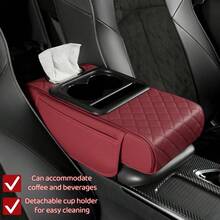 Car Center Console Armrest Pillow Arm Support Sleeve, Thick Armrest Pad, Size 13in * 7in, Thickness 3in, Detachable Cup Holder For Easy Cleaning (Can Accommodate Coffee Cups And Cola Drinks), Car Interior Accessories