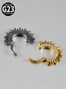 1 件 G23 钛金雕刻氧化锆 16G 鼻中隔环铰链鼻甲环耳屏耳轮耳甲耳环穿孔饰品 - 如圖 - 查看 8