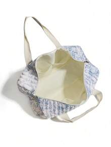 Printed Plush Boston Tote Bag - Large Multi-Purpose Diaper And Baby Accessory Carrier With Shoulder Strap For Infants, Teens, And Adults, 48 X 24 X 24 Cm - Màu xanh lam - Xem 7