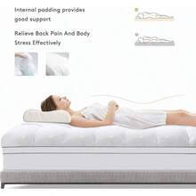 - Cubrecolchn tamao, grueso para dolor de espalda, protector de colchn refrescante con bolsillo de 8 a 21 pulgadas de profundidad, relleno alternativo de plumn - Blanco + Queen - Ver 7