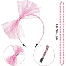 80s Women Tutu Costume Accessories Blue Striped Sock Lace Headband Skirt Necklace Halloween Mardi Gras Party