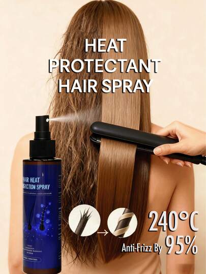 230°C 高温防护护发喷雾，蕴含水解蛋白和弹性蛋白，有效抵御紫外线，抚平毛躁，锁住亮泽，质地轻盈不油腻，适用于吹风机和卷发棒，日常造型必备，旅行必备，男女通用，适合所有发质，度假必备，150毫升/5.07液盎司