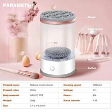 Makeup Brush Cleaner, Auto-Rotating Cozy Luna Brush Cleaner For Deep Cleaning, Upgraded & No Need To Install, One-Click Operation, Suitable For All Of Makeup Brushes (2PCS) - Default-white - View 12