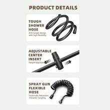 Luxury Alloy Black Rainfall Shower Head Set With Handheld Spray - Wall-Mounted, Round Design For Enhanced Bathing Experience, German, Constant Temperature, Bathroom Bathroom Accessories Bathroom Tools - Black - View 6