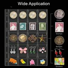 420/300/200 st myntfickor, lämpliga för samlare, standard 9-håls myntsamlingssidor passar de flesta pärmar, myntmaterial, myntskydd, stämplar, märken etc. (30 fickor - 10 ark) - Multifärgad - Visa 8