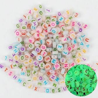 白色、黑色、红色心形珠子、字母珠子、随机混合、串珠饰品配件、DIY 工艺材料、生日礼物、项链、手链、亚克力珠子、手工珠子、益智玩具