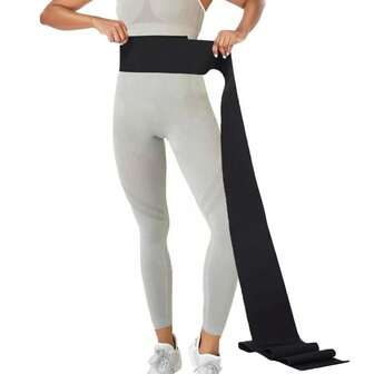 2m Cinturón deportivo para la cintura de mujer, Faja reductora de cintura que apunta a la grasa abdominal, Faja postparto que aplana y da forma, Cinturón estilo vendaje para la cintura, Faja reductora de cintura que apunta a la grasa de la parte inferior del abdomen, Estilo negro