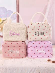 Personalized Lunch Box Bag, Custom Name Lunch Box Tote Bag, Personalized Insulation Bag, Picnic Bag, Insulation Lunch Bag, Back To School Gift, Fashionable, Colorful, Cute, Simple, Kawaii, Unique Personalized Custom Gift