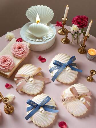 1/5pcs Shell Candles, Atmosphere Candles Suitable For Halloween, Christmas, New Year, Birthday, Wedding, Party, Home Gathering Decoration