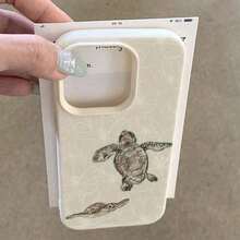 1 pieza Funda de teléfono de material TPU con patrón de olas, medusas y tortugas marinas vintage compatible con teléfonos Applnmi - Estilo 1 (1 pieza) - Ver 4