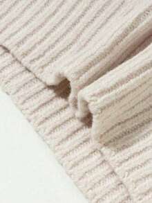 大码女式优雅罗纹针织毛衣 - 柔软弹力套头衫，适合秋冬季，休闲和正装，女士时尚，精致风格，舒适面料 - 卡其色 - 查看 7