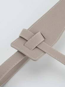 1pc Women's Adjustable Lychee Texture Casual Skinny Belt, Suitable For Summer Outings - Grey - View 3