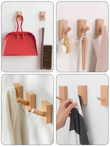 1 peça de cabide de faia simples e sólido, cabide de madeira natural, cabide de parede de faia, gancho decorativo para porta, para lavanderia, loja, café, bar