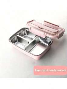 1 buah Kotak Bekal Stainless Steel, 1 buah Kotak Bekal Anti Bocor Stainless Steel 304 Tahan Lama, Kotak Bento 3 Kompartemen, Dilengkapi dengan Peralatan Makan Stainless Steel, Mudah Dibersihkan, Ideal untuk Sekolah dan Kerja - MultiWarna - View 2