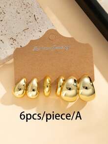 6/18pcs Elegant Geometric Earrings Set - Water Drop, Smooth C, Twisted C Designs, Chic & Stylish Jewelry Gift For Relatives, Friends, Couples, Holidays