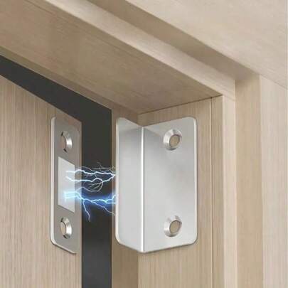 1 par de clips magnéticos de aleación para puertas - Adhesión fuerte e invisible, sin necesidad de perforar, liberación sin costuras - Adecuado para gabinetes, armarios, puertas corredizas - Accesorios de decoración del hogar, fácil instalación, diseño compacto y eficiente - 2 piezas/set, color plateado - 43,000 unidades vendidas