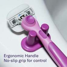 Flamingo Moisture Plus Women'S Razor Set - No Shave Gel Needed - Razor Handle, 4 Blade Refills, Shower Holder - Fig - ColorA - 查看 4