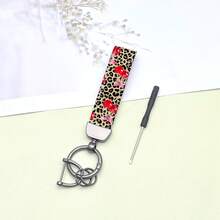 Fashionable Unisex Leopard Print Leather Keychain // Elegant Ladies' Leather Strap Key Chain, Fit For Any Vehicle - Multicolor - View 20