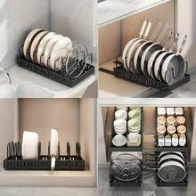 1 Pc Expandable Multipurpose Pot Storage Rack With Adjustable Dividers For Cabinet Pot Rack, Kitchen Cabinet Pots And Pans Organizer, Home Kitchen Accessories