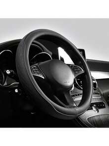15-Inch (38.1 Cm) Universal Steering Wheel Cover - Breathable PU Leather With Odorless Rubber Grip, Anti-Slip Classic Design, Fits Most Cars