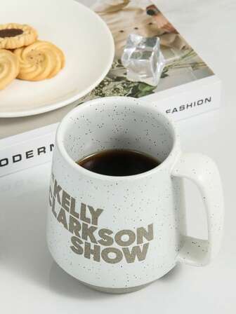 1pc Classic Thick Ceramic Mug, Handmade Dotted English Text Water Cup, Suitable For Office/Home/Cafe, Coffee Cup, Breakfast Cup, Milk Tea Cup, Personalized Gifts, Gifts For Women, Mom Gifts, Birthday Gifts