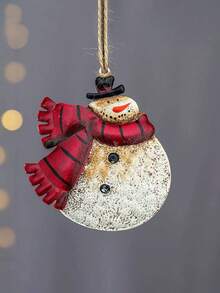 1 buc pandantiv de Crăciun cu om de zăpadă forjat și Moș Crăciun, perfect pentru agățat bradul de Crăciun și decorațiuni de sărbători, decor de scenă, decor de festivaluri, decor de cameră, decor de casă, decor de birouri, decor de petrecere tematică, decor de Crăciun, ornamente pandantiv de Crăciun decorațiuni de Crăciun de iarnă