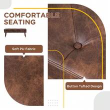 HOMCOM PU Leather Upholstered End Of Bed Bench, 45" Bedroom Entryway Bench With Button Tufted Design And Wood Legs For Dining Room, Brown - Brown - View 4