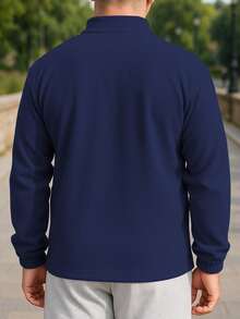 男士抓绒拉链立领夹克 - 多功能外套，适合滑雪、徒步、露营和日常寒冷天气通勤，冬季适用，滑雪 - 藏蓝色 - 查看 6