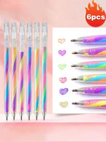 1 قطعة/6 قطع قلم جل بألوان متدرجة، (6 قطع/علبة) بألوان عشوائية، قلم دفتر بألوان متدرجة، قلم رسم غرافيتي بألوان قوس ، لمسة واحدة متعددة الألوان، قلم جل إبداعي جذاب للطلاب، قلم رسم غرافيتي DIY، قلم بألوان خاصة لبطاقات التهنئة للطلاب، مقاوم للماء وثابت اللون، كتابة سلسة، مناسب للغاية للرسم والتلوين.