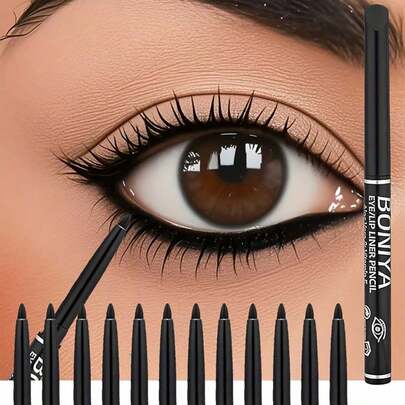 12pcs Waterproof Eyeliner Pencil Set, Sweat-Resistant Formula, Smudge-Proof, Create Perfect Winged Eyeliner, Easy To Apply