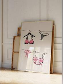 1 Stück ungerahmter Poster mit rosa und schwarzem Schlagzeilen-Motiv von High Heels und Kuss, ideal für Studentenzimmer, Mädchenzimmer, Waschküche, Schlafzimmer Wanddekoration